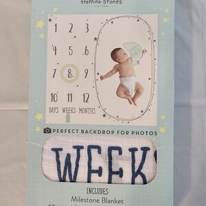 Milestone Blanket - White and Blue